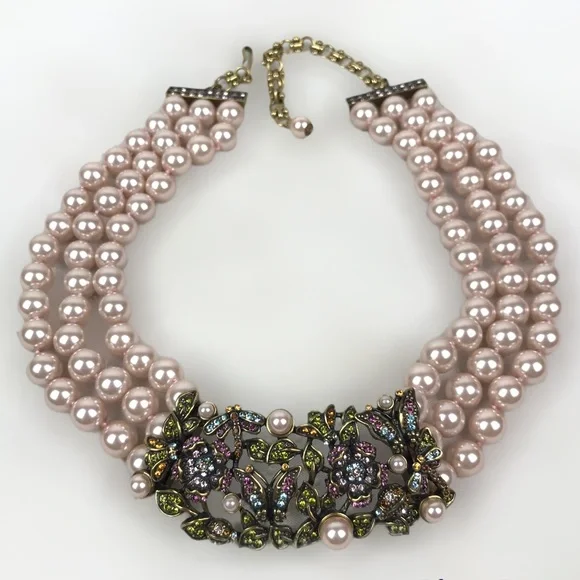 SOLD. Heidi Daus RARE Secret Garden Swarovski Crystals Simulated Pearls Necklace - Picture 12 of 12